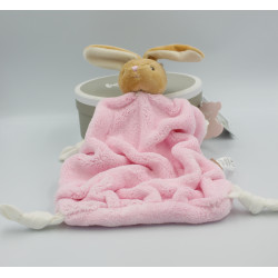 Doudou plat lapin plume beige rose KALOO