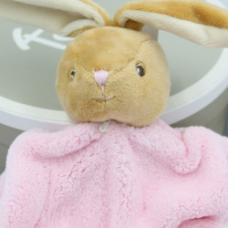 Doudou plat lapin plume beige rose KALOO