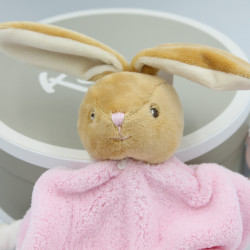 Doudou plat lapin plume beige rose KALOO