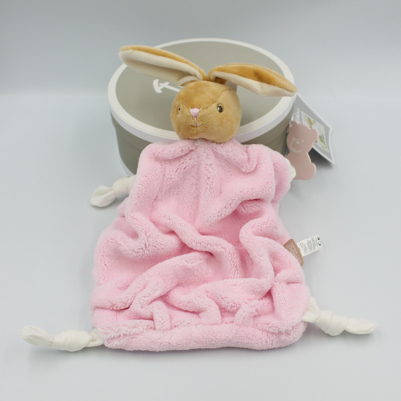 Doudou plat lapin plume beige rose KALOO