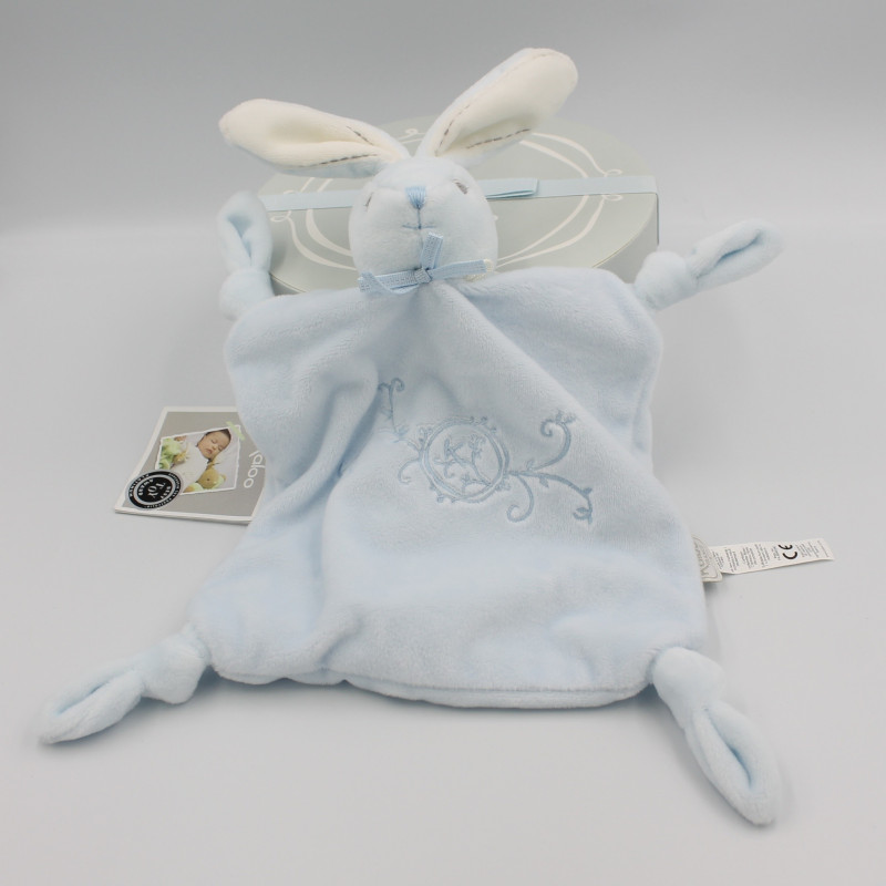 Doudou plat lapin bleu PERLE KALOO