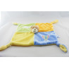 Doudou plat ours jaune vert rose bleu nuage GIPSY