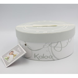 Doudou plat lapin blanc gris PERLE KALOO