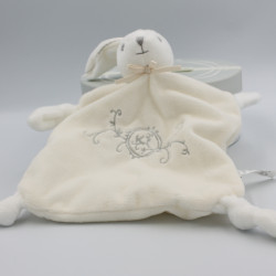 Doudou plat lapin blanc gris PERLE KALOO