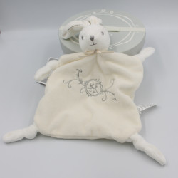 Doudou plat lapin blanc gris PERLE KALOO