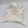 Doudou plat lapin blanc gris PERLE KALOO
