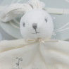 Doudou plat lapin blanc gris PERLE KALOO