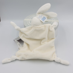 Doudou plat lapin blanc gris PERLE KALOO