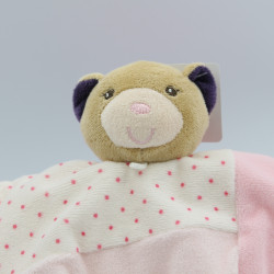 Doudou plat ours rose violet pois Petite rose KALOO