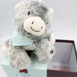 Doudou ane gris blanc foulard bleu Régliss KALOO