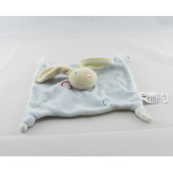 Doudou plat lapin blanc cercles brodés ABSORBA