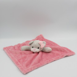 Doudou plat couverture ours gris rose