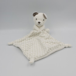 Doudou ours blanc gris triangles mouchoir NICO