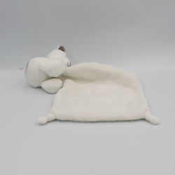 Doudou ours blanc gris triangles mouchoir NICO