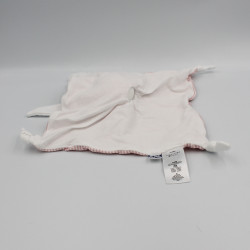 Doudou plat lapin rose blanc rayé PETIT BATEAU