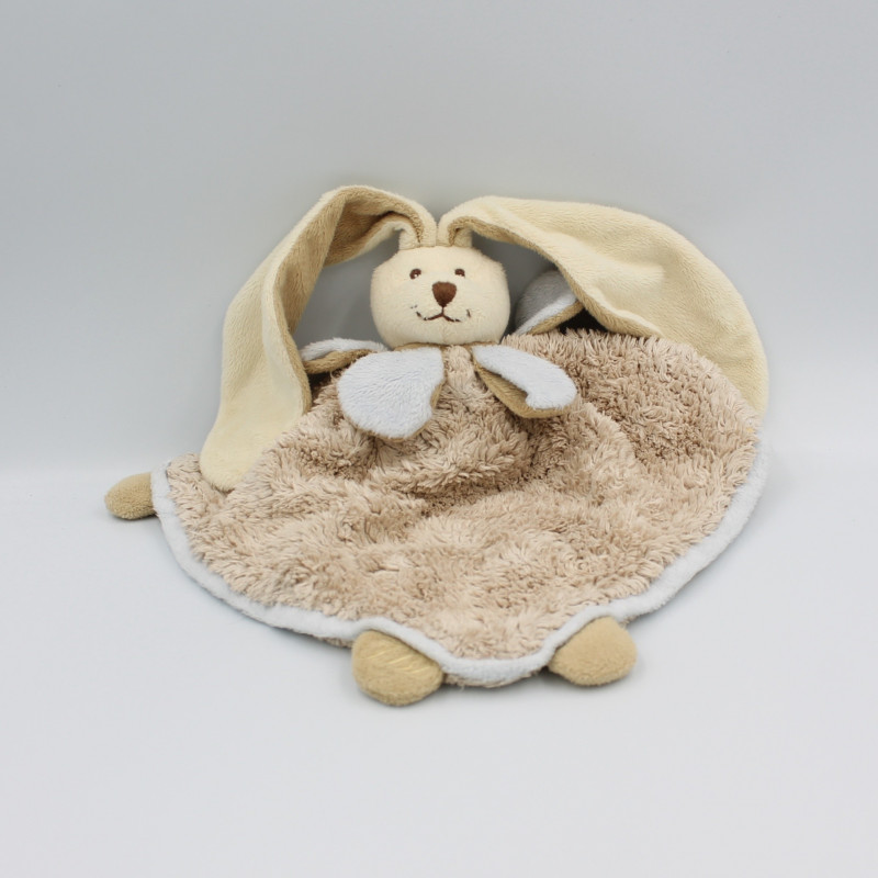 Doudou plat lapin rose blanc rayé PETIT BATEAU