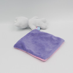 Doudou chat gris mouchoir rose violet Petit cajou SUCRE D'ORGE
