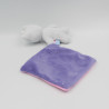 Doudou chat gris mouchoir rose violet Petit cajou SUCRE D'ORGE