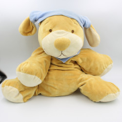 Grand doudou chien beige bonnet bleu NOUKIE'S