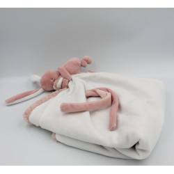 Doudou lapin rose blanc couverture Lapidou NATTOU