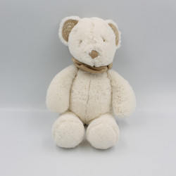 Doudou ours blanc bandanas gris NICOTOY 30 cm