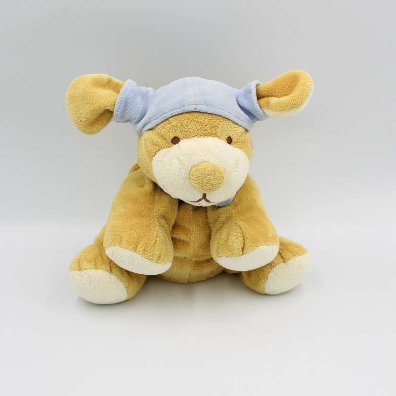 Doudou chien beige bonnet bleu NOUKIE'S 26 cm