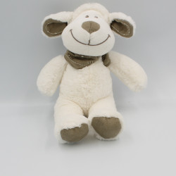 Doudou chien mouton blanc bandanas gris TEX BABY