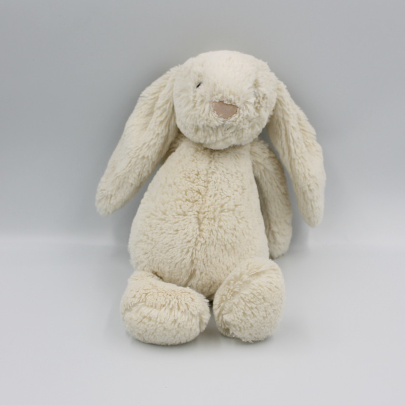 Doudou peluche lapin blanc écru nez rose JELLYCAT