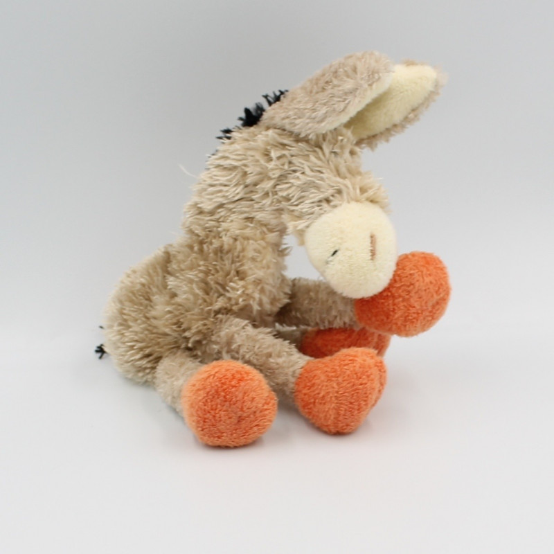 Doudou peluche ane beige orange TRUDI