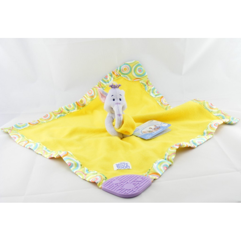 Doudou plat couverture jaune satin Lumpy l'éléphant Winnie Disney