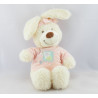 Doudou hochet lapin blanc robe rose papillon TEX BABY