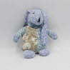 Doudou lapin bleu fleurs GERCA