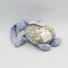 Doudou lapin bleu fleurs GERCA
