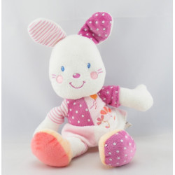 Doudou lapin blanc robe rose pois fleurs NICOTOY KIABI
