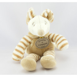 Doudou Nature blanc rayé beige Souris Doudou et compagnie