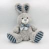 Peluche lapin gris bleu rayé SIPLEC