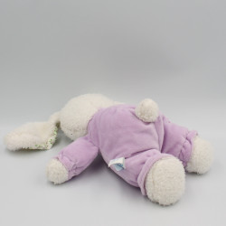 Doudou lapin blanc mauve coeurs TEX BABY