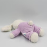 Doudou lapin blanc mauve coeurs TEX BABY