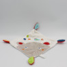 Doudou plat carré ours oiseau blanc gris bleu vert orange rouge NICOTOY
