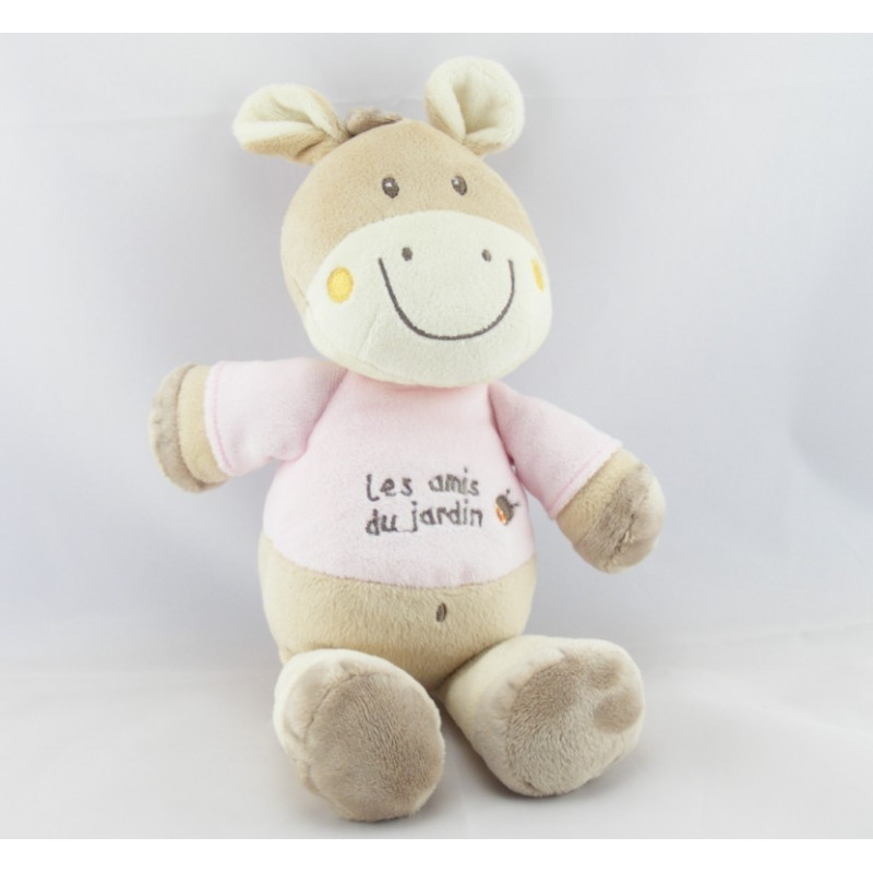 Doudou cheval rose les amis du jardin BEBEREVE