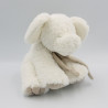 Doudou plat ours beige blanc rayé fleurs CA CREDIT AGRICOLE