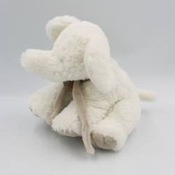 Doudou et compagnie éléphant blanc taupe beige 24 cm