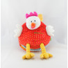 Doudou marionnette poule rouge pois LILLIPUTIENS