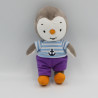 Doudou Tchoupi bleu rayé violet JEMINI