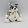 Doudou peluche loup chien gris blanc Le Corbier CMP