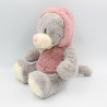 Peluche Doudou chat gris rose capuche GIPSY