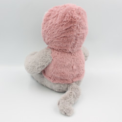 Peluche Doudou chat gris rose capuche GIPSY