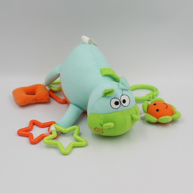 Doudou eveil hochet hippopotame bleu vert orange BEBE CONFORT