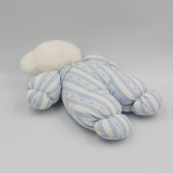 Doudou ours blanc rayé bleu TARTINE ET CHOCOLAT