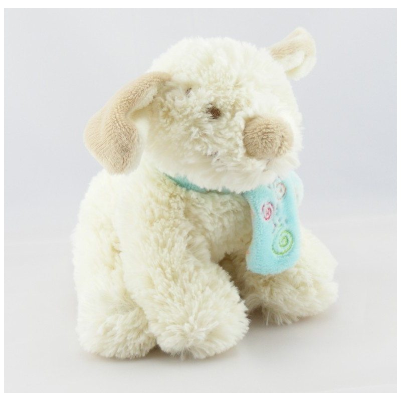 Doudou chien beige Scuba noeuds rose NOUKIE'S